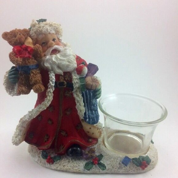 Holiday Collection Gifts Resin Santa Toys Teddy Candle Holder w/ Box VTG 5.5”x5” - Picture 5 of 11